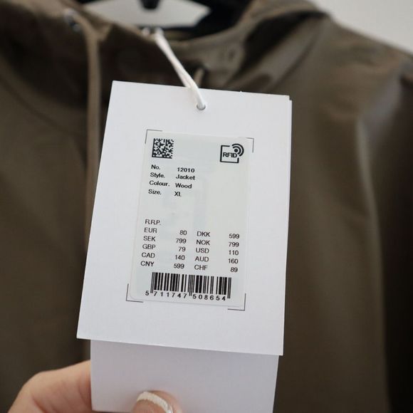 RAINS 12010 Unisex Sz XL Wood Brown Shell Waterproof Jacket - Picture 6 of 9